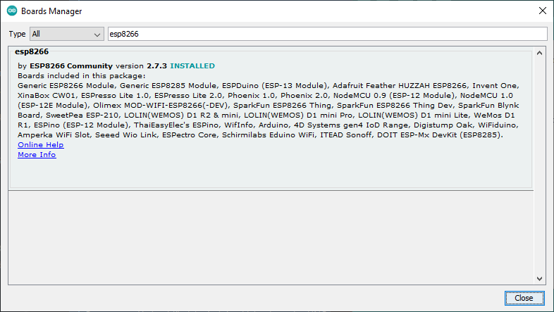 Hoàn tất cài đặt thư viện ESP8266 cho Arduino IDE.