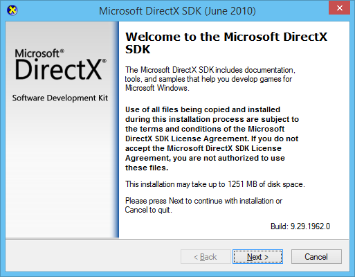 Cài đặt DirectX 9 SDK.