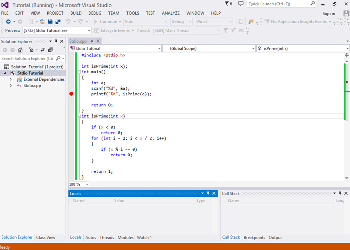 Đặt breakpoint trong Visual Studio.