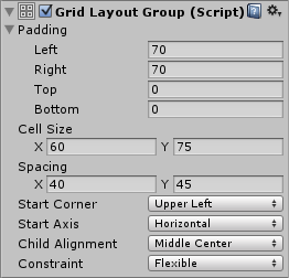 Sử dụng Grid Layout Group trong menu Select Level