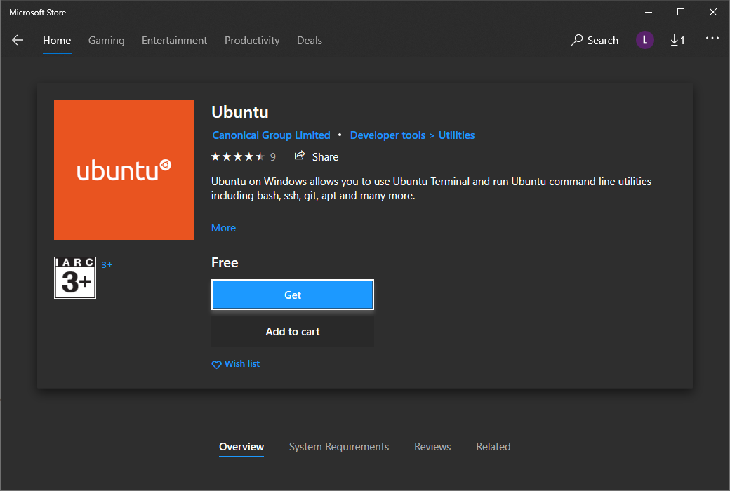 Ubuntu App trên Microsoft Store